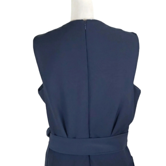 NEXT Tailoring~Woman Size 10 (UK 14)~Navy Blue Academia Belted Dress Fully Lined - Picture 11 of 13